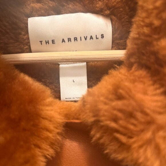The Arrivals Moya Leather & Shearling Trim Jacket Brown- Size Large - Picture 12 of 13